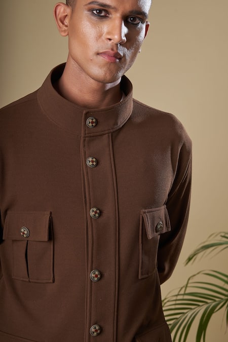 Manfinity Homme Men Contrast Collar Flap Pocket Jacket | SHEIN