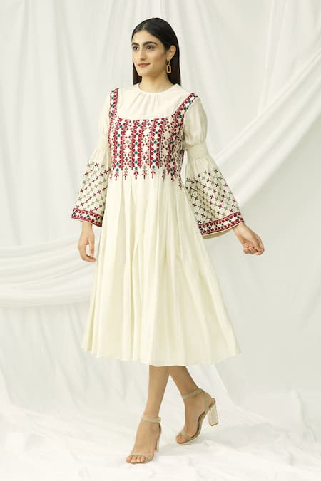 Chandrima Chanderi Pleated Dress 