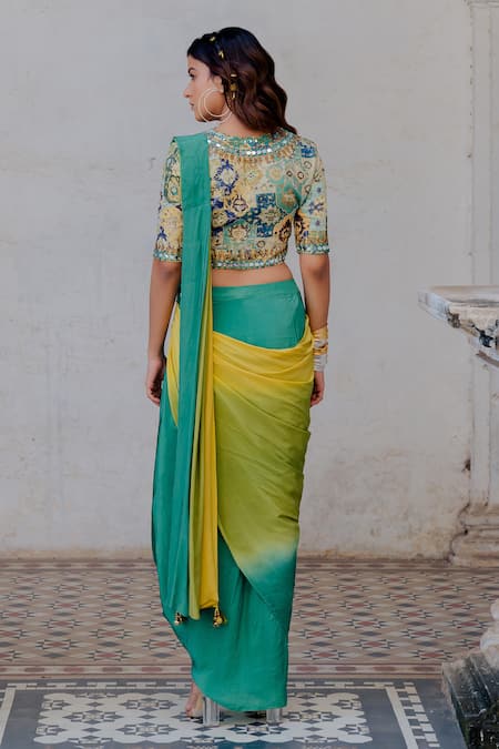 Women’s Embroidered Saree with top and inner skirt offers