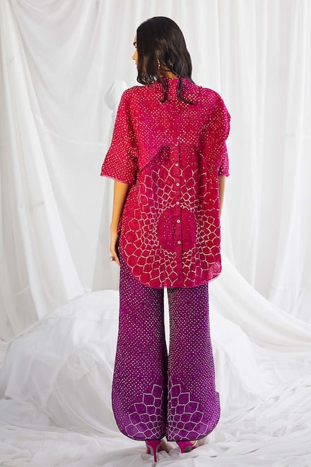 Twenty Nine High Neck Back Button Bandhani Shirt 