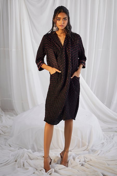 Twenty Nine Rabari Bandhani Draped Pocket Dress 