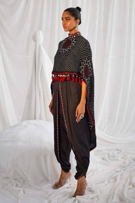 Twenty Nine_Brown Gajji Silk High Rabari Monarch Cape _Online_at_Aza_Fashions