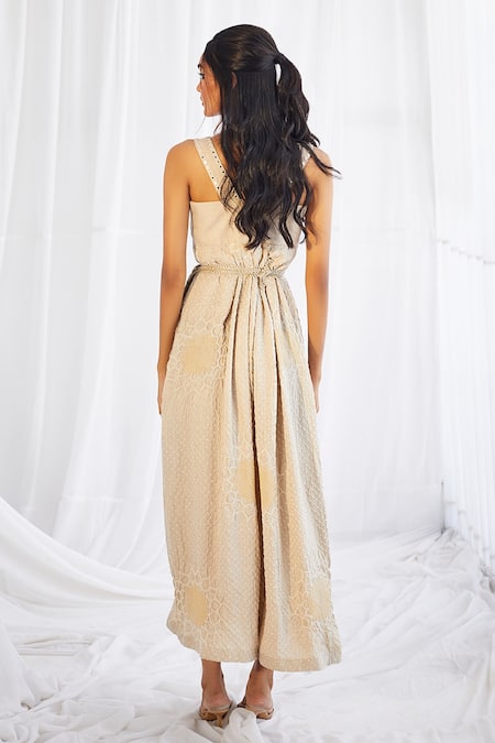 Twenty Nine Gajji Silk Sunflower Bandhani Jumpsuit 