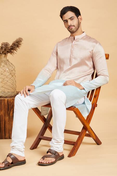 Buy_Hilo Design_Pink Georgette Ombre Kurta For Kids_Online_at_Aza_Fashions