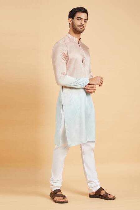 Shop_Hilo Design_Pink Georgette Ombre Kurta For Kids_Online_at_Aza_Fashions