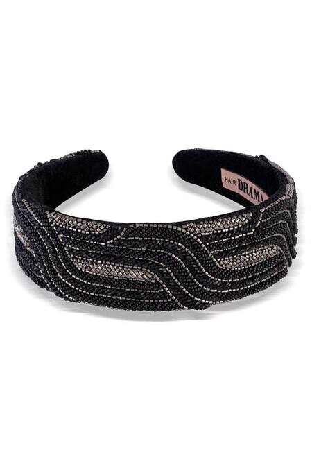 Buy_Hair Drama CO_Black Cutdana And Beads Geometric Headband 