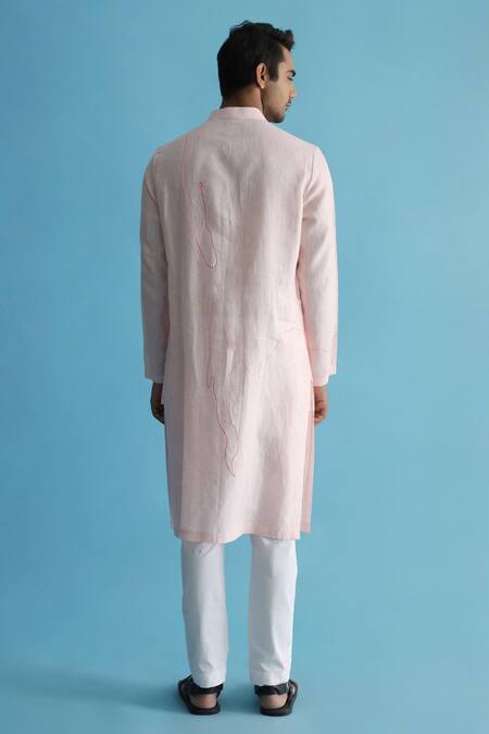 Buy Kaha Pink Linen Embroidery Nehru Jacket And Kurta Set Online at Aza Fashions Buy_Kaha_Pink Linen Embroidery Nehru Jacket And Kurta Set_Online_at_Aza_Fashions