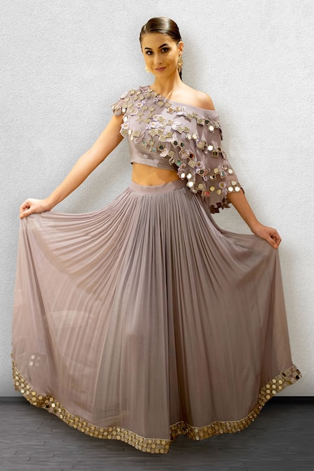 Jade By Ashima Off Shoulder Blouse & Lehenga Set 