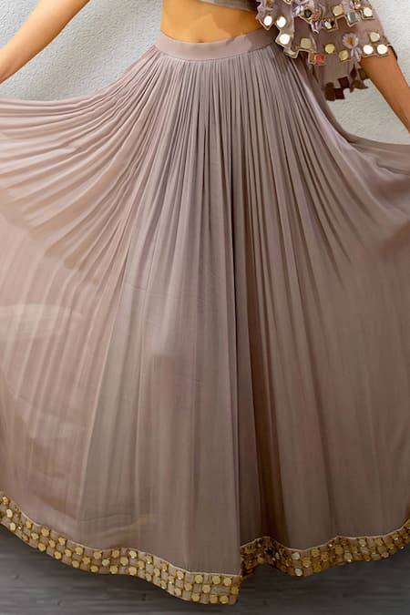 Shop_Jade By Ashima_Purple Blouse Dupion Silk Lehenga Georgette Asymmetric Off Shoulder And Set _Online_at_Aza_Fashions