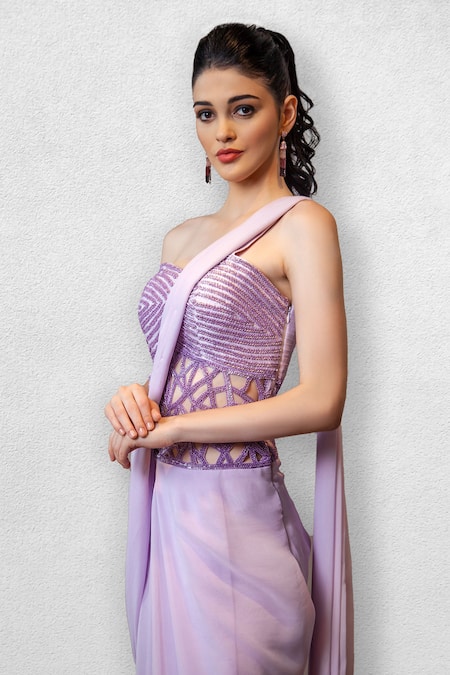 Jade By Ashima Draped Bandeau Saree Gown 