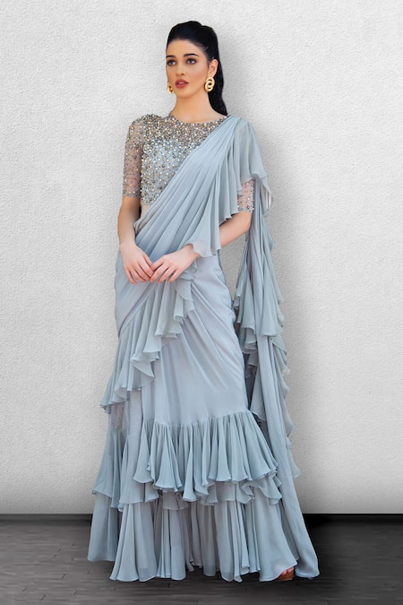 Pink Net Sonam Kapoor Embroidered Saree Gown BP1603