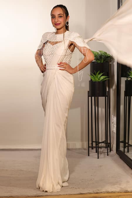 Jade By Ashima Saree Gown with Detachable Cape 