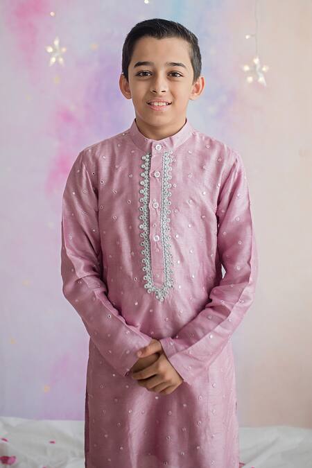 Buy_PA:Paa_Pink Kurta Silk Embellished And Pant_Online_at_Aza_Fashions