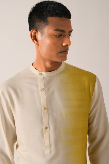 Buy_Dhruv Vaish_Beige Cotton Silk Kurta Set _Online_at_Aza_Fashions