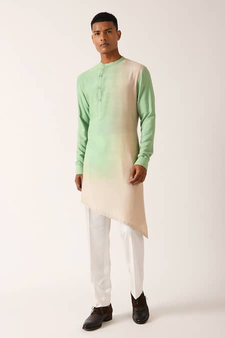 Buy_Dhruv Vaish_Beige Cotton Silk Kurta Set_Online_at_Aza_Fashions