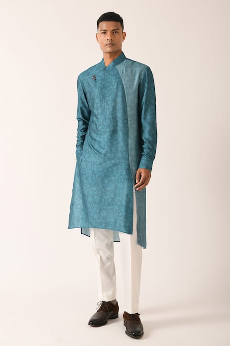 Dhruv Vaish Cotton Silk Printed Kurta Set 