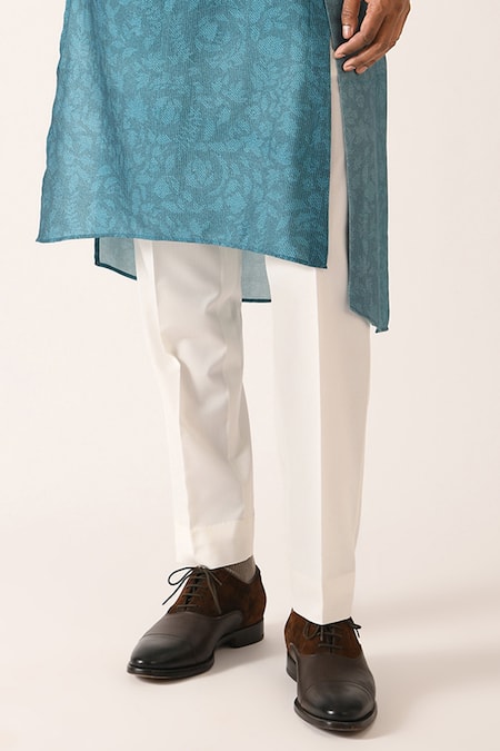 Shop_Dhruv Vaish_Beige Cotton Silk Printed Kurta Set_Online_at_Aza_Fashions