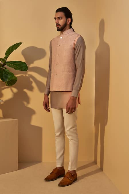 Dhruv Vaish Silk Bundi with Kurta 