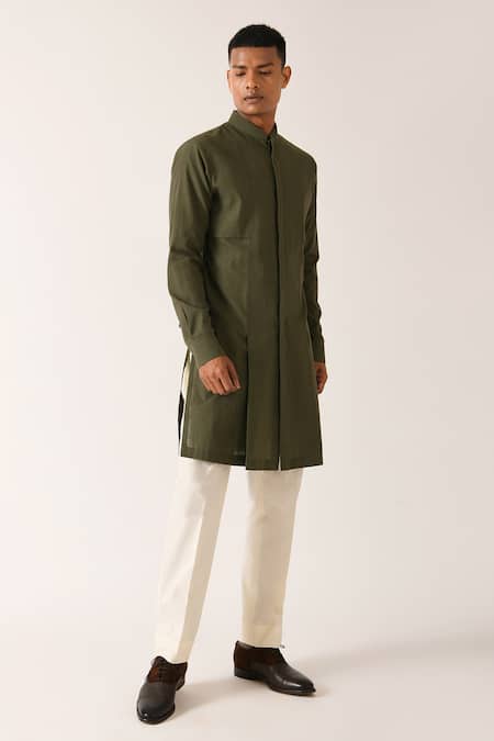 Dhruv Vaish_White Handloom Cotton Kurta Set_Online_at_Aza_Fashions