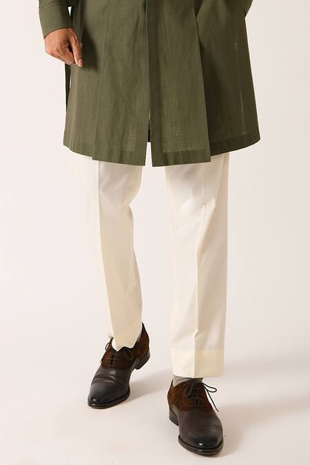 Shop_Dhruv Vaish_White Handloom Cotton Kurta Set_Online_at_Aza_Fashions