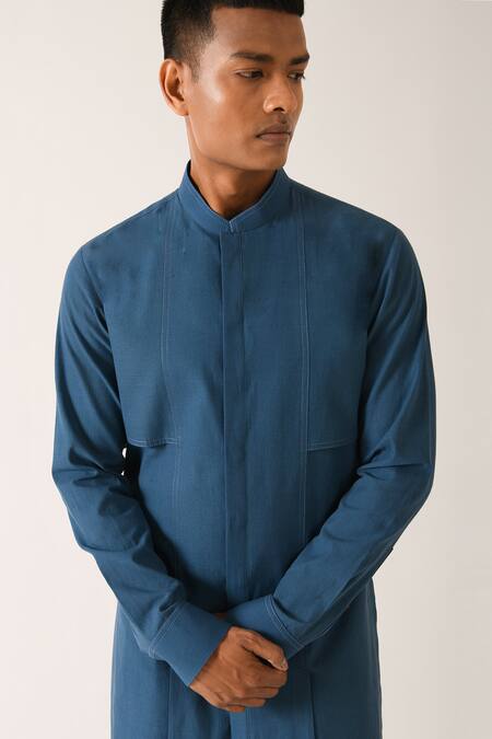 Buy Dhruv Vaish Blue Handloom Cotton Kurta Set Online at Aza Fashions Buy_Dhruv Vaish_Blue Handloom Cotton Kurta Set _Online_at_Aza_Fashions