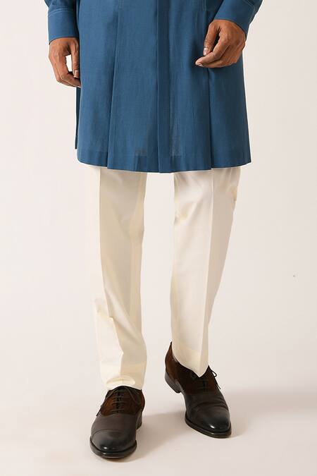 Shop Dhruv Vaish Blue Handloom Cotton Kurta Set Online at Aza Fashions Shop_Dhruv Vaish_Blue Handloom Cotton Kurta Set _Online_at_Aza_Fashions