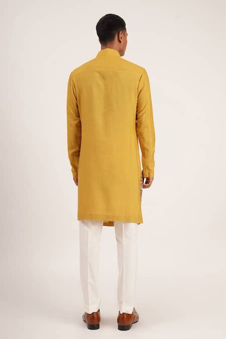 Dhruv Vaish Cotton Silk Asymmetric Kurta Set 