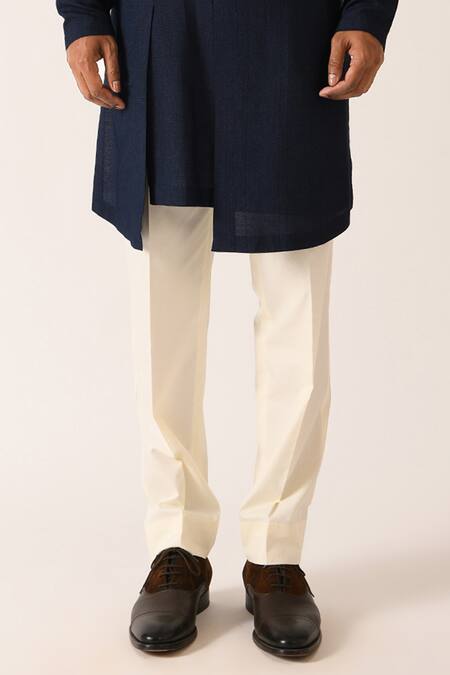 Shop_Dhruv Vaish_Blue Cotton Silk Kurta Set _Online_at_Aza_Fashions