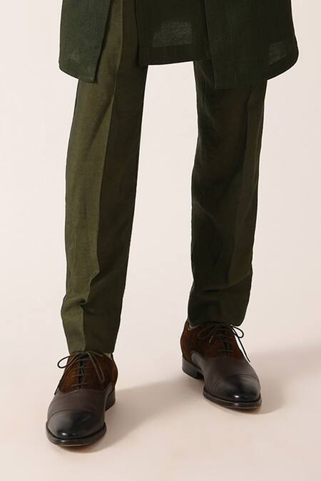 Buy_Dhruv Vaish_Green Cotton Silk Kurta Set _Online_at_Aza_Fashions