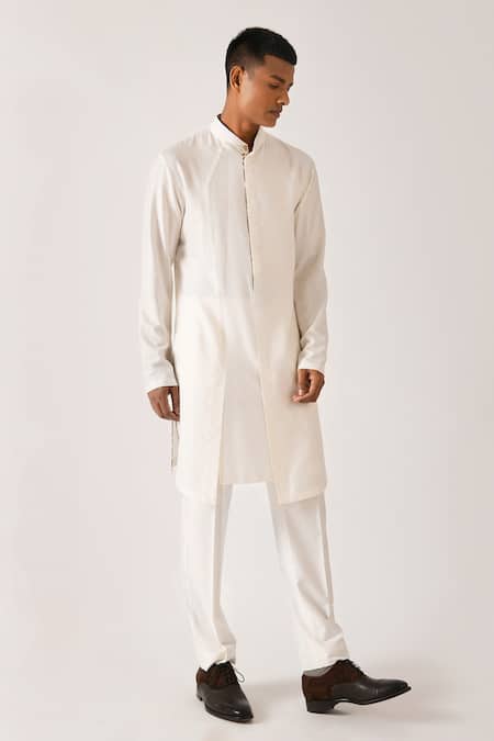 Dhruv Vaish Beige Cotton Silk Kurta Set Online at Aza Fashions Dhruv Vaish_Beige Cotton Silk Kurta Set _Online_at_Aza_Fashions