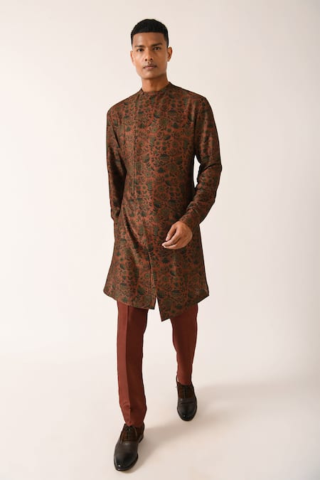 Dhruv Vaish Cotton Silk Printed Kurta Set 