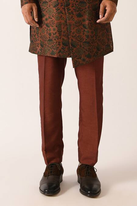 Shop Dhruv Vaish Brown Cotton Silk Printed Kurta Set Online at Aza Fashions Shop_Dhruv Vaish_Brown Cotton Silk Printed Kurta Set_Online_at_Aza_Fashions