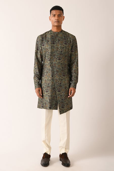 Dhruv Vaish Cotton Silk Printed Kurta Set 