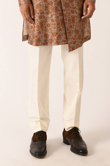 Shop_Dhruv Vaish_White Cotton Silk Printed Kurta Set_Online_at_Aza_Fashions