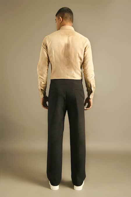 Shop_Dhruv Vaish_Black Cotton Trousers _at_Aza_Fashions