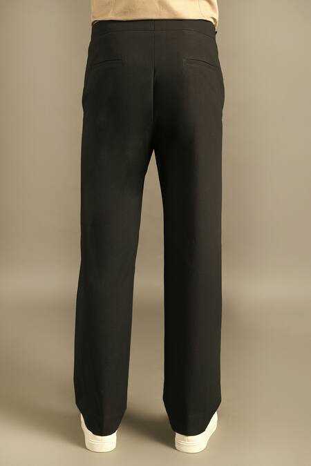 Buy Black Cotton-Linen Slim Fit Men's Trousers-North Republic