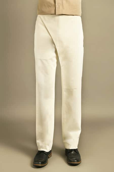 Buy_Dhruv Vaish_Beige Cotton Trousers _Online_at_Aza_Fashions