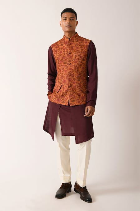 Dhruv Vaish Cotton Silk Printed Bundi 