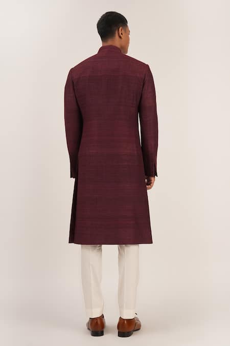 Dhruv Vaish Raw Silk Sherwani Set 