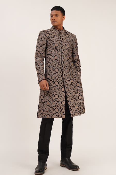 Dhruv Vaish Raw Silk Sherwani Set 