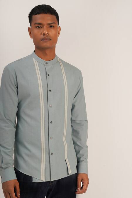 Buy_Dhruv Vaish_Blue Handloom Cotton Shirt_Online_at_Aza_Fashions