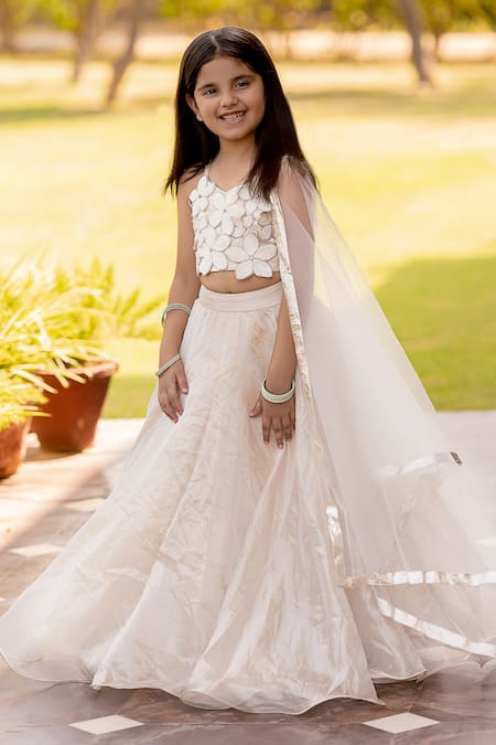 Off-White & Blue Blue & Off-White Lehenga by HER CLOSET for rent online |  FLYROBE