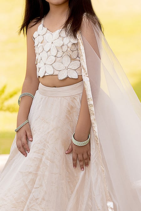 Buy Panchhi By Kanupriya Tibrewala Off White , Satin, Net Sequins, Chandni Embellished Blouse Lehenga Set Online at Aza Fashions Buy_Panchhi By Kanupriya Tibrewala_Off White , Satin, Net Sequins, Chandni Embellished Blouse Lehenga Set_Online_at_Aza_Fashions