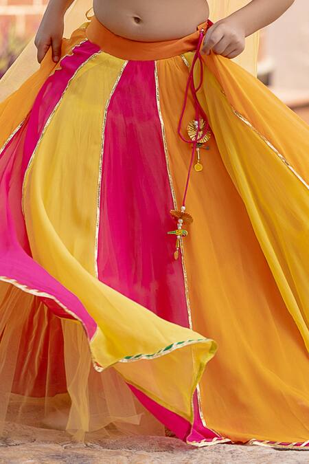 Buy_Panchhi By Kanupriya Tibrewala_Multi Color Georgette Sequins, Beads, Albeli Embroidered Blouse Lehenga Set_Online_at_Aza_Fashions