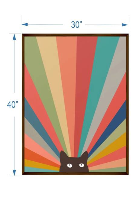 The Art House_Multi Color Canvas Handmade Cat Landscape Painting_Online_at_Aza_Fashions