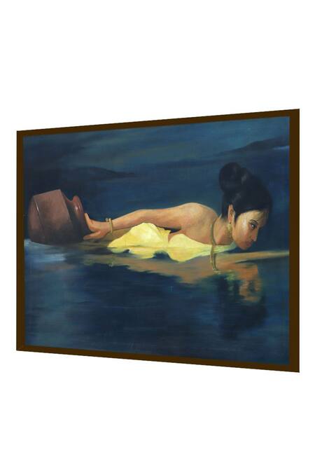 Buy_The Art House_Multi Color Canvas Digital Print Lady Portrait Painting_Online_at_Aza_Fashions