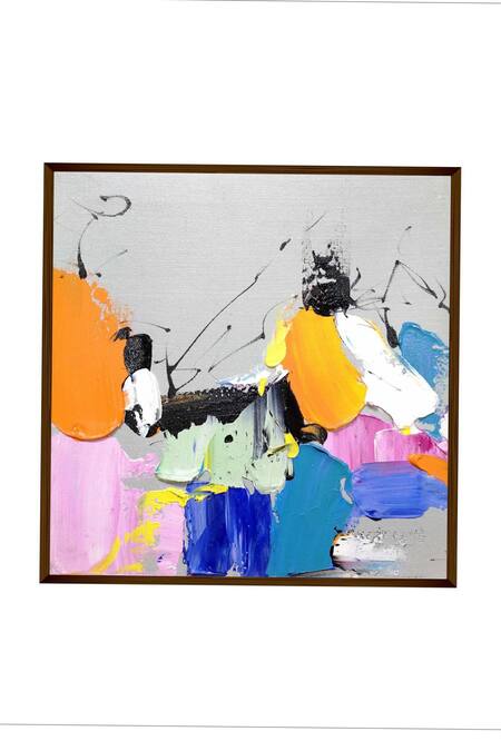 The Art House_Multi Color Canvas Handmade Abstract Painting_Online_at_Aza_Fashions