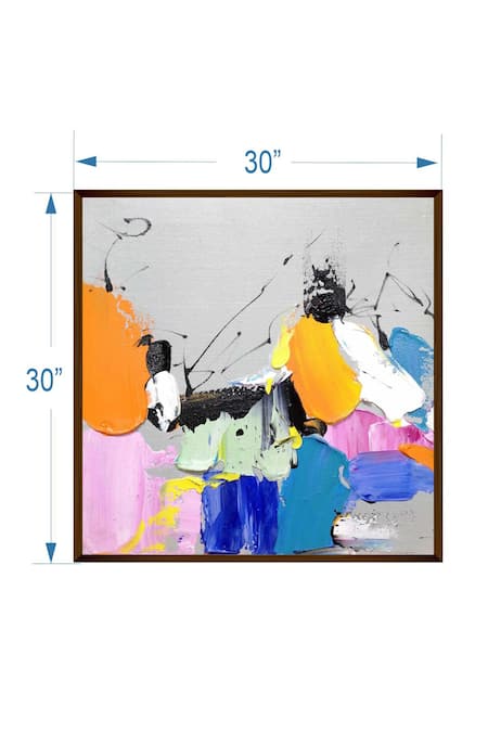 Shop_The Art House_Multi Color Canvas Handmade Abstract Painting_Online_at_Aza_Fashions