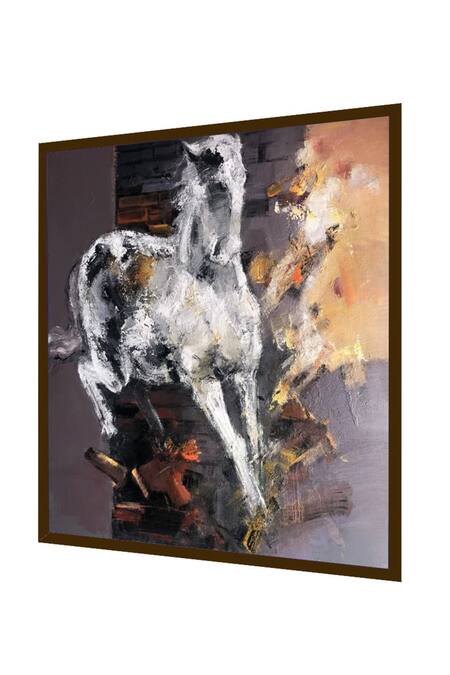 Buy_The Art House_Multi Color Canvas Handmade Abstract Horse Painting_Online_at_Aza_Fashions