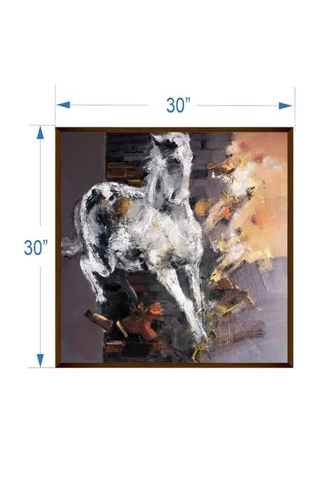 Shop_The Art House_Multi Color Canvas Handmade Abstract Horse Painting_Online_at_Aza_Fashions